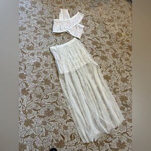 Ark & Co Cream Lace Skirt Set